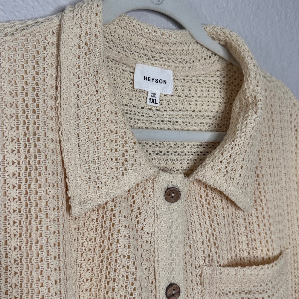 Heyson Ready For The Day Crochet Romper 1XL cream beige boho cottagecore coastal - Picture 3 of 8